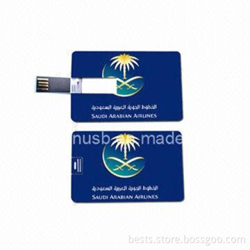 Credit Card USB Flash Drive Memory, Customized Logos are Accepted, Made of Plastic